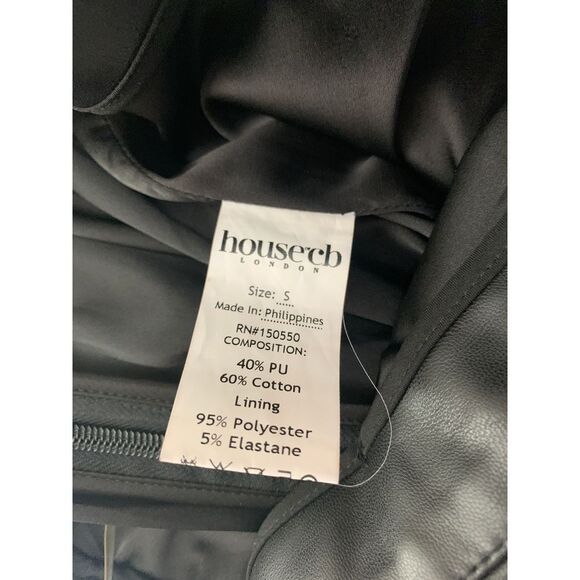 House Of Cb London Trousers Womens S Black Elenaora Vegan Leather Lined Satin - Picture 6 of 11